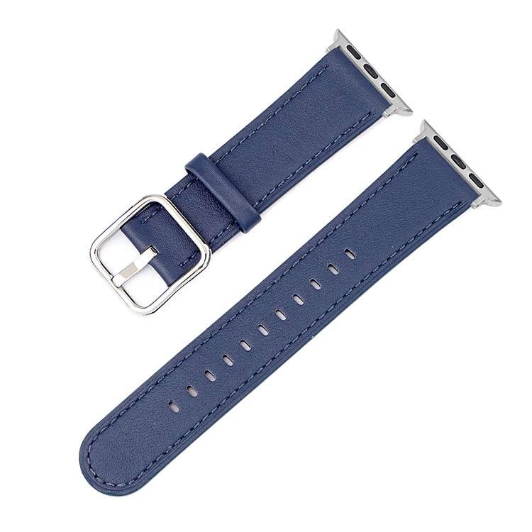 سوار ساعة ذكية سوار جلدي كلاسيكي متوافق باللون أزرق قابل للتعديل مع Apple Watch 38/40/41/42/44/45/49mm بملاءمة قابلة للتعديل وحزام بديل - Image 1