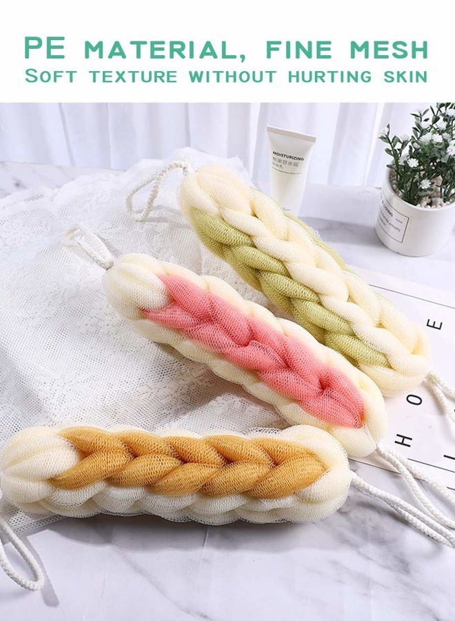 AARainbow 2 Packs Upgraded Long Stretch Back Sponge with Rope Handles Back Scrubber Bath Shower Mesh Sponge Exfoliating Body Scrub Stretch Braided Loofah for Men Women Shower Rope (Gray+Green) - Image 3