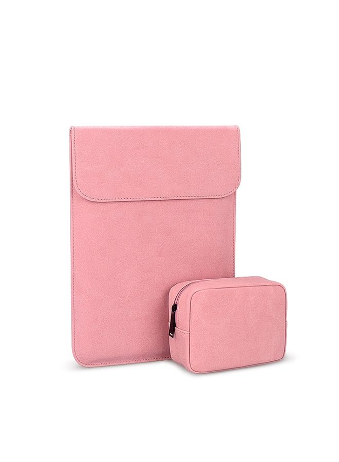 PU02 Ultra-thin Notebook Liner Bag with Small Bag, Size:14.1-15.4 inch(Pink)