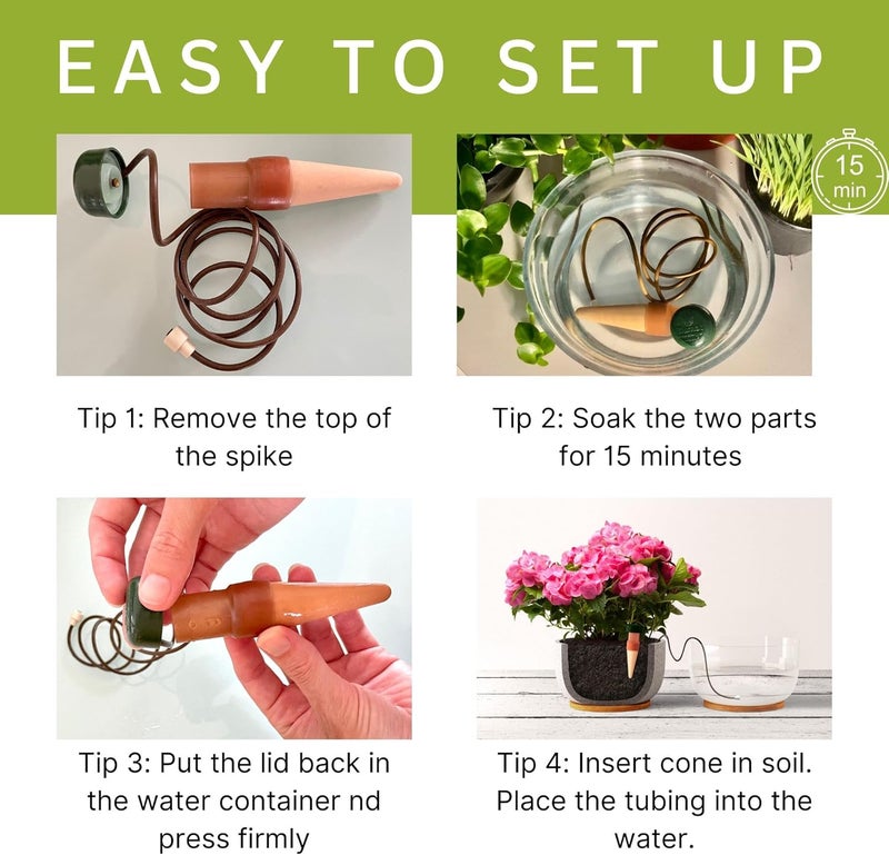 Blumat Classic Self-Watering Stakes - Automatic Drip Irrigation System for Indoor Plant Watering & Outdoor - Water Drip Solution for Potted Plants - Slow Release Stakes, 12 Pack, wo Adapter - Image 3