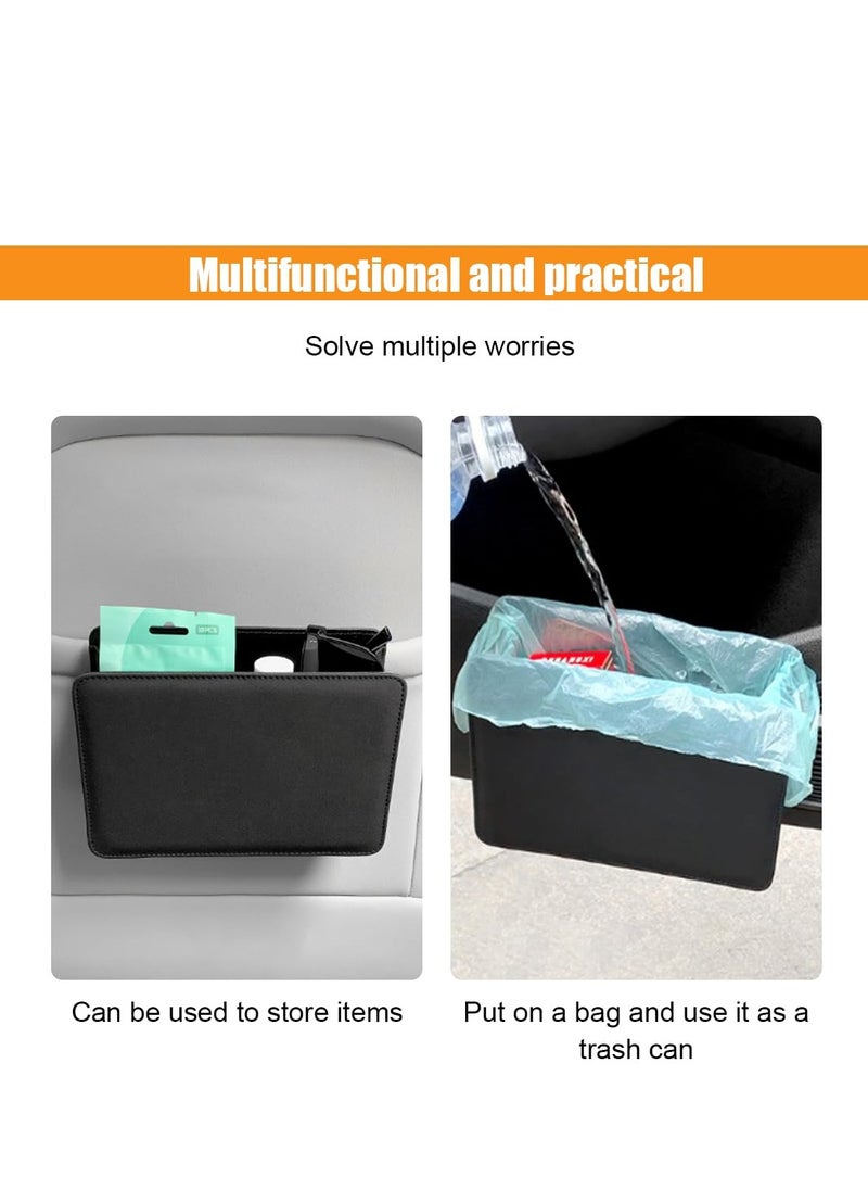 ET-LIFE Car Trash Can, Auto Leather Trash Bin Garbage Organizer Holder with One Roll Trash Bag, Mini Foldable Dustbin Storage Bag Container, Multi-Function Trash Box for Car SUV (Black)  - Image 5