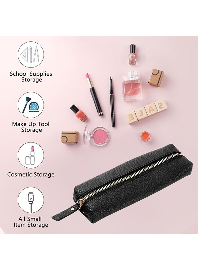 إم إكس إن 2 PCS PU Pen الحقيبة، حقيبة قلم رصاص من جلد القلم مع السحاب، حقيبة جلدية خمر أصلي للقرطاسية منظم حقيبة للعمل والسفر - Image 5