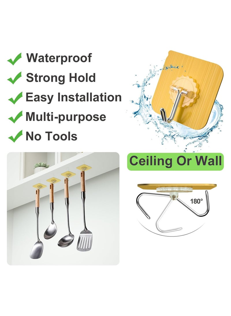 30Pcs Adhesive Hooks Heavy Duty,Wall Hooks for Hanging, Screw Free Sticker, Seamless Screws for Wall Mount, for Kitchen, Bathroom, Home, Office Clear Self Adhesive Hooks - Image 4