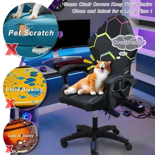 QYZDLM Gaming Chair Covers, 3D Printing One-piece Universal Fit Gaming Chair Seat Cover with Armrest Sloipcover(Color:Style 6) - Image 5