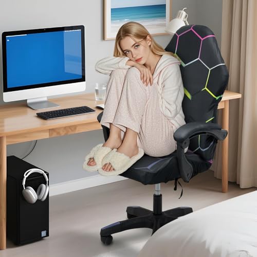 QYZDLM Gaming Chair Covers, 3D Printing One-piece Universal Fit Gaming Chair Seat Cover with Armrest Sloipcover(Color:Style 6) - Image 4