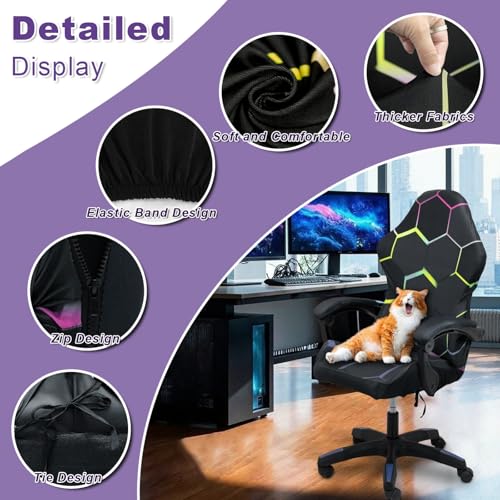 QYZDLM Gaming Chair Covers, 3D Printing One-piece Universal Fit Gaming Chair Seat Cover with Armrest Sloipcover(Color:Style 6) - Image 3