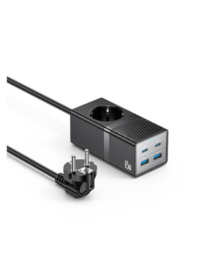 بيوينتي شاحن سفر صغير ومحمول بقوة 65 واط من نيتريد الغاليوم بمعيار بريطاني، رأس شحن بثلاثة منافذ - Image 2