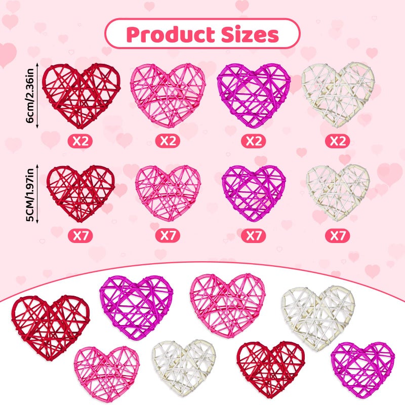 QHZHANG 36pcs Valentine's Day Rattan Balls Heart Balls Decoration for Home Decoration Valentine's Day - Image 2