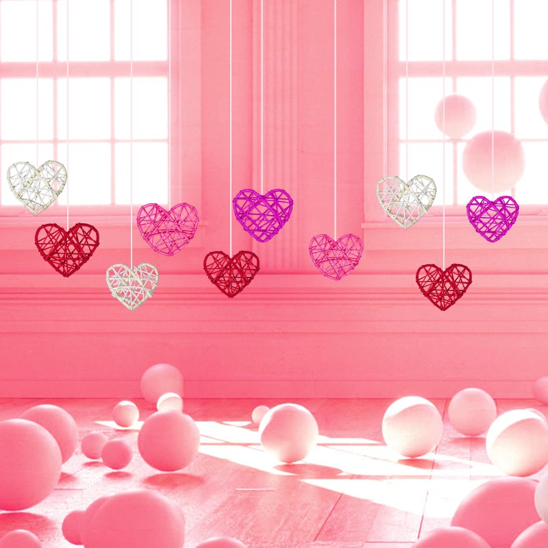 QHZHANG 36pcs Valentine's Day Rattan Balls Heart Balls Decoration for Home Decoration Valentine's Day - Image 5