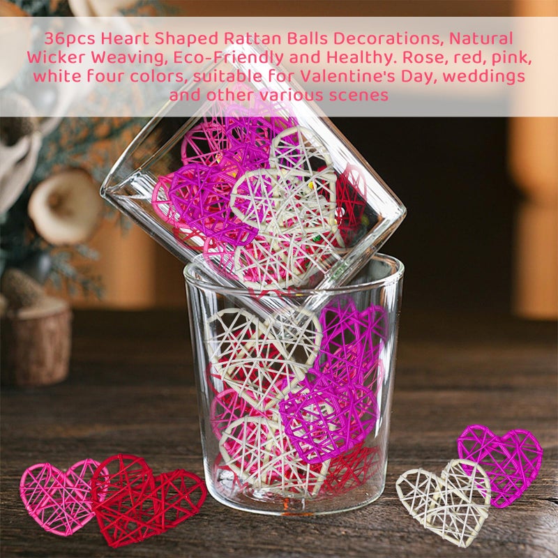 QHZHANG 36pcs Valentine's Day Rattan Balls Heart Balls Decoration for Home Decoration Valentine's Day - Image 4