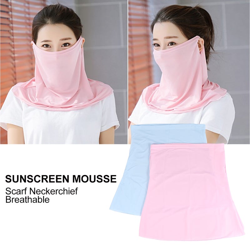 2pcs UV Outdoor Riding Scarf Neckerchief Breathable Scarf with for Woman ( , Sky- ) - Image 4