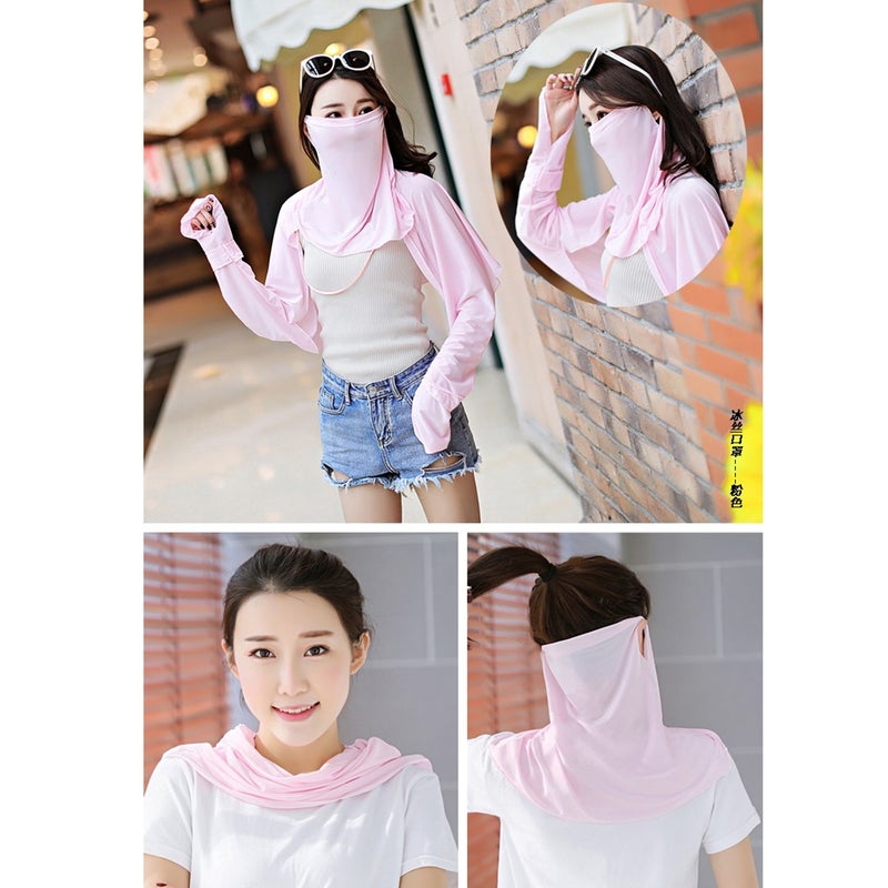 2pcs UV Outdoor Riding Scarf Neckerchief Breathable Scarf with for Woman ( , Sky- ) - Image 5