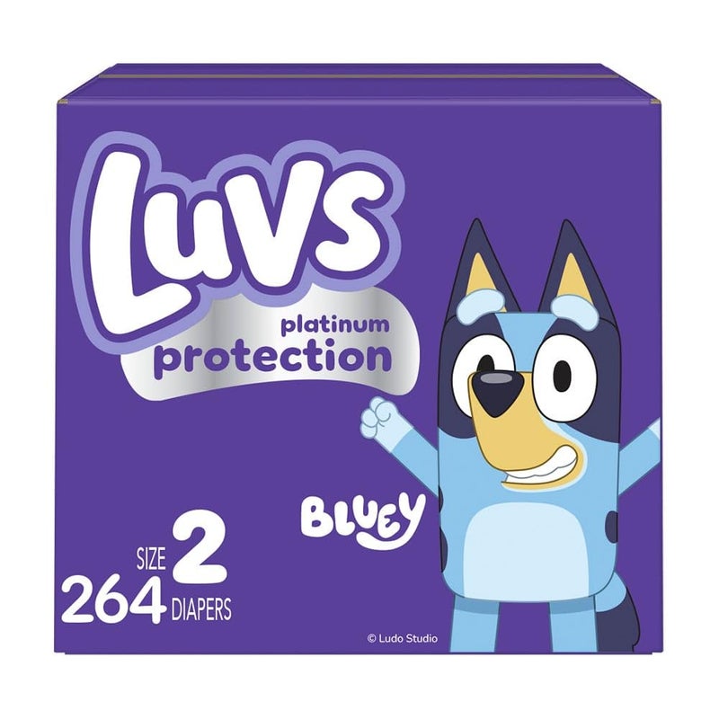 Luvs Size 2 Baby Diapers, Platinum Protection Bluey Diapers for Day & Night, Size 2, 264 Count (Packaging May Vary) - Image 1
