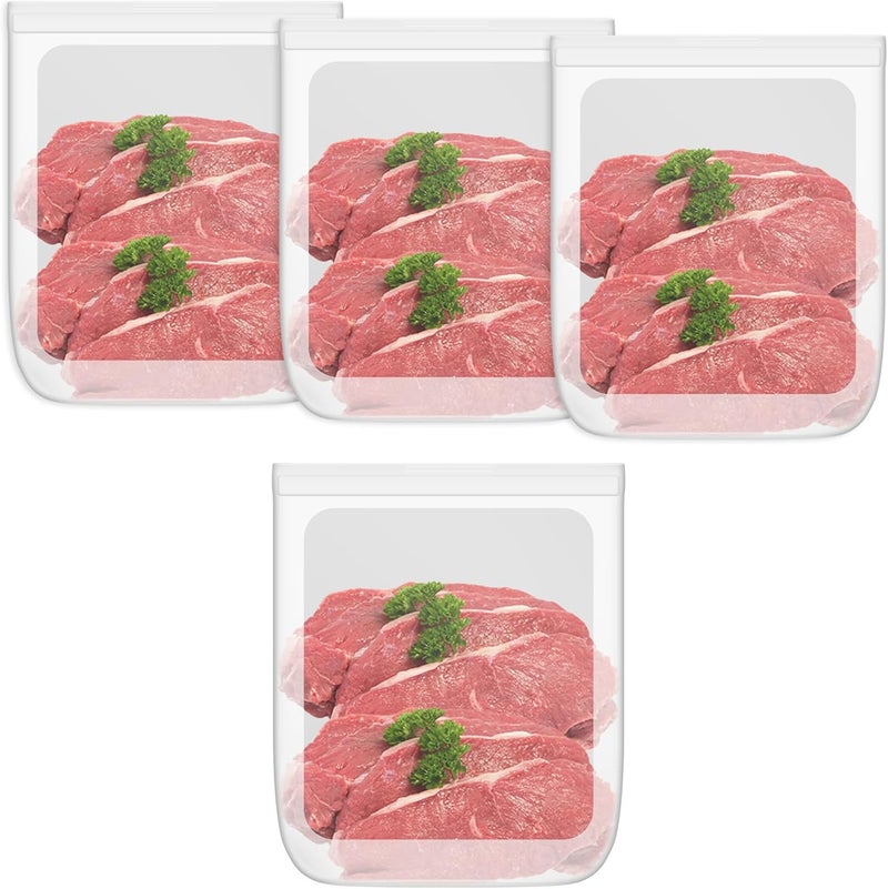 Annaklin 100% Silicone Flat Gallon Freezer Bags, 4 Pack Extra Large Reusable Silicone Ziplock Bags Gallon Size for Freezer, Double Zipper Seal, BPA & Microplastic Free, Freezer Microwave Sous Vide Safe, Clear - Image 1