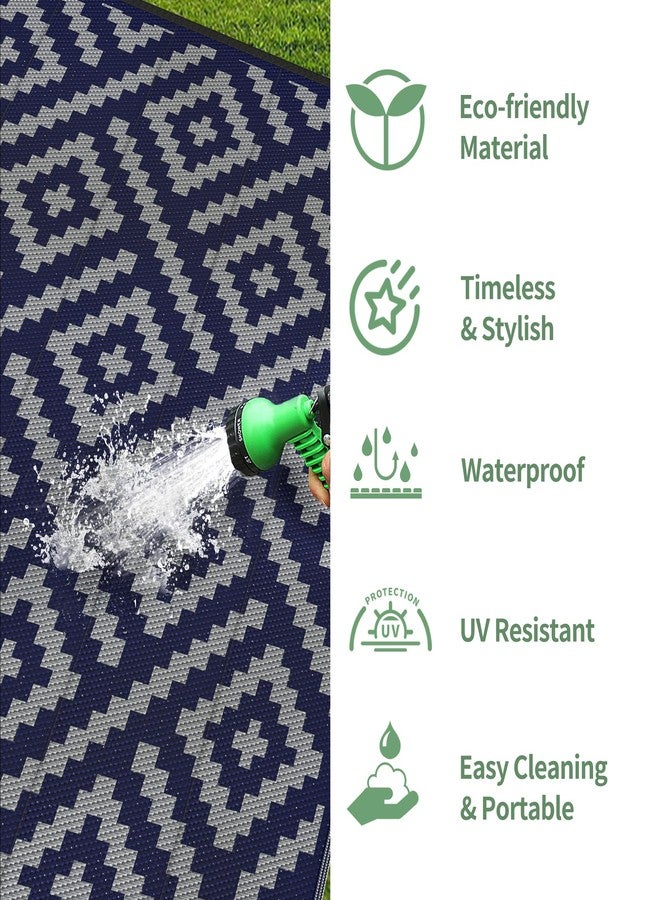 GENIMO Outdoor Rug for Patio Clearance, 5'x8' Waterproof Camping Mat, Reversible Plastic Straw Rugs for RV, Camper, Balcony, Backyard, Picnic, Deck (Blue & Grey) - Image 5