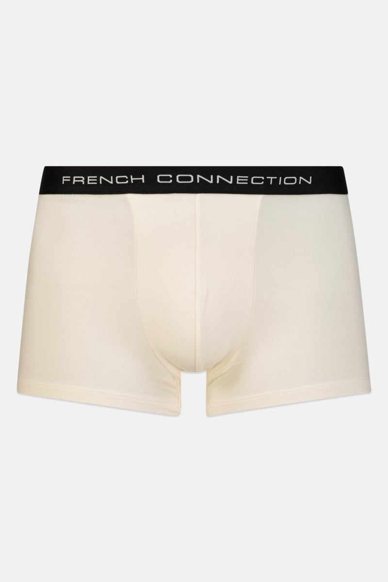 French Connection Men Brand Logo Trunk Underwear, Cream/Black  - Image 1