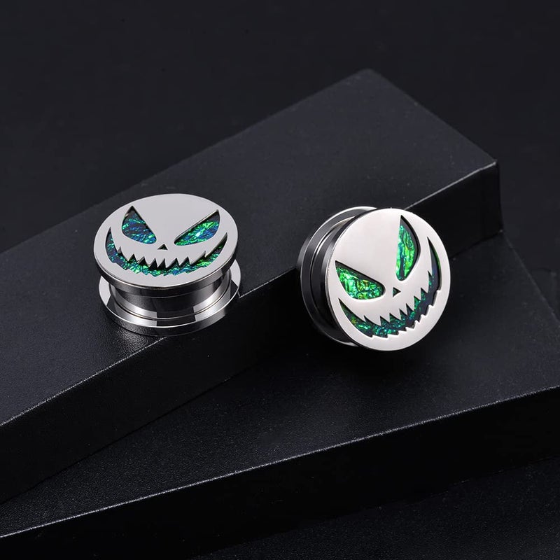 COOEAR Screw Back Gauges for Ears Piercing Halloween Pumpkin Style Fake Opal Ear Plugs and Tunnels 0g to 1 Inch. - Image 4