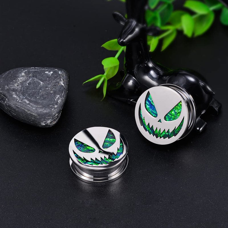 COOEAR Screw Back Gauges for Ears Piercing Halloween Pumpkin Style Fake Opal Ear Plugs and Tunnels 0g to 1 Inch. - Image 2