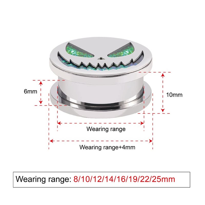COOEAR Screw Back Gauges for Ears Piercing Halloween Pumpkin Style Fake Opal Ear Plugs and Tunnels 0g to 1 Inch. - Image 3