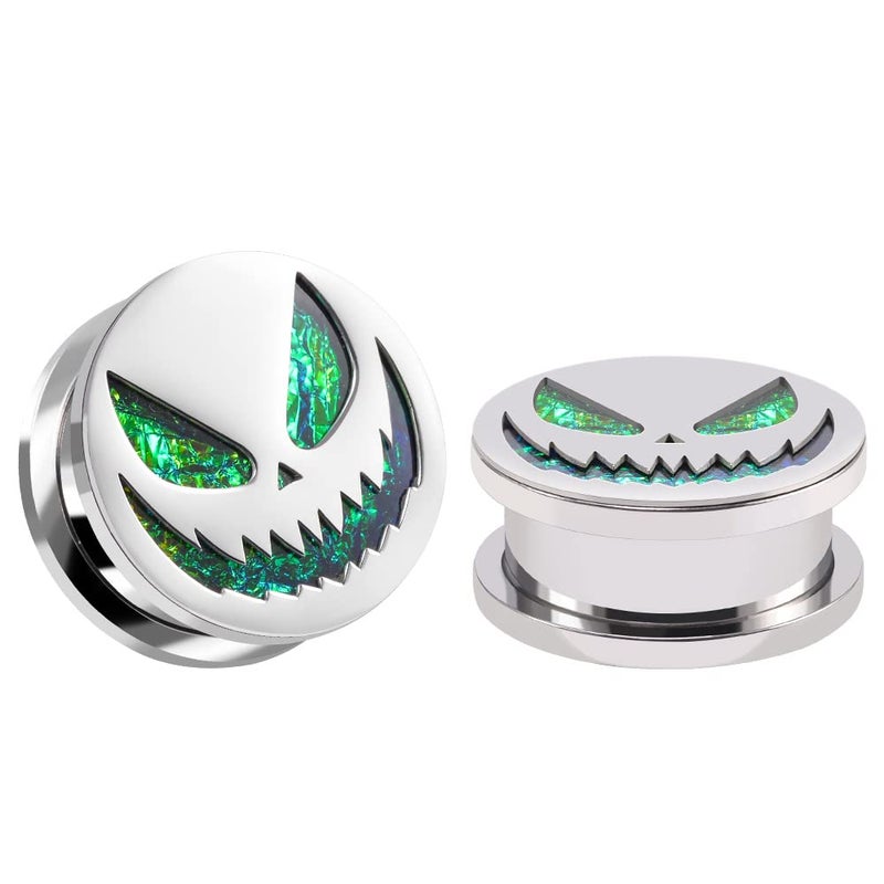COOEAR Screw Back Gauges for Ears Piercing Halloween Pumpkin Style Fake Opal Ear Plugs and Tunnels 0g to 1 Inch. - Image 1