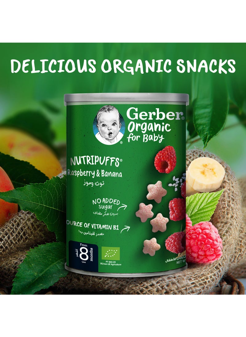 Gerber - Organic Nutripuffs Raspberry And Banana Nutritious Snack 5 x 35g - Image 1
