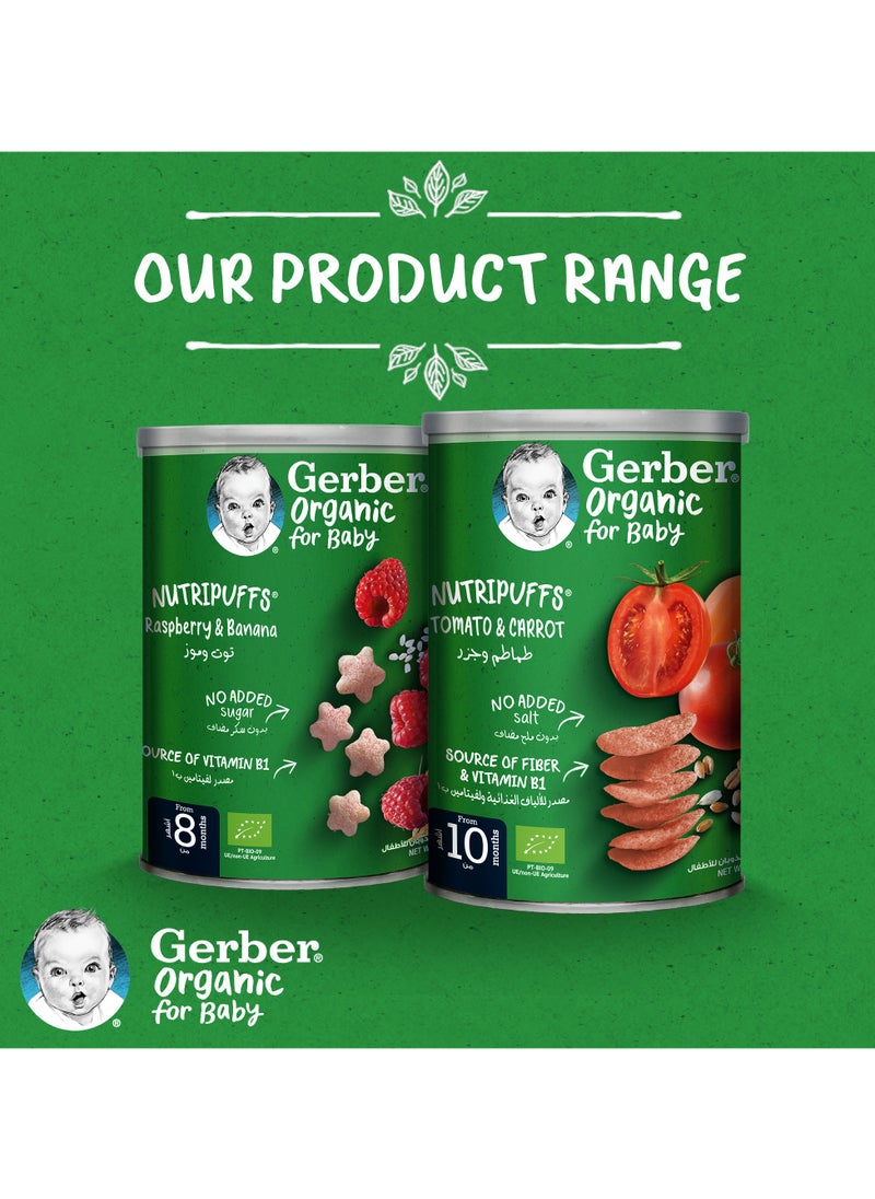 Gerber - Organic Nutripuffs Raspberry And Banana Nutritious Snack 5 x 35g - Image 1