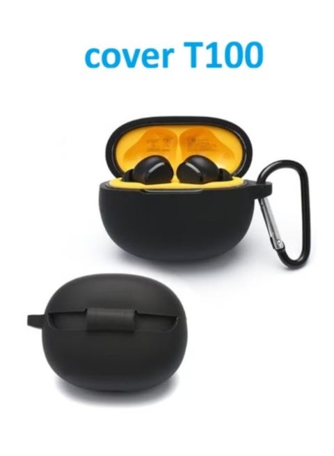Silicone case for Realme Buds T100 earphones - black