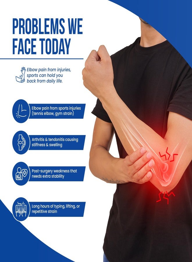 Leeford Ortho Elbow Support Binder for Badminton, Gym Workout | Adjustable Neoprene Sleeve Tennis Pain Relief Elbow Support Brace for Men and Women Size- M - Image 2