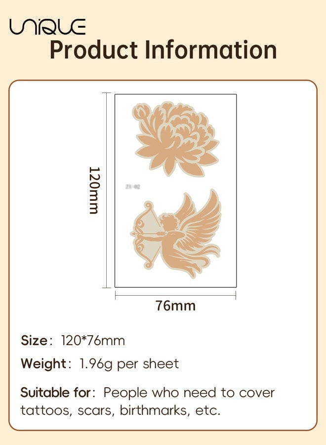 Unique 15 Sheet Tattoo Cover Up Patchs - 4.72''x2.99'' Ultra-Thin Invisible Patch - Waterproof Sweatproof Skin Tone Concealer Sticker, Ultra Thin Concealer Patch with Various Types of Patterns -  for Tattoos Scars Birthmarks - Image 2