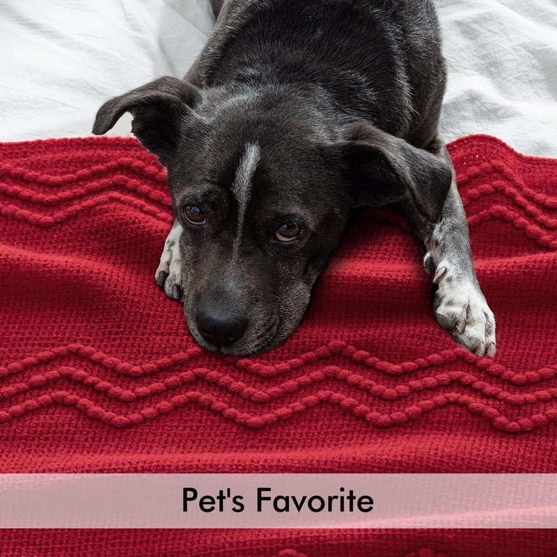 ميولي Miulee Christmas Burgundy Burgundy Throw Throw Blanting للأريكة بطانية متماسكة مع شرابات بطانية Boho Bed Bed Bed Flugy لأريكة كرسي Acrylic Wave Decor 60 "x80" " - Image 5