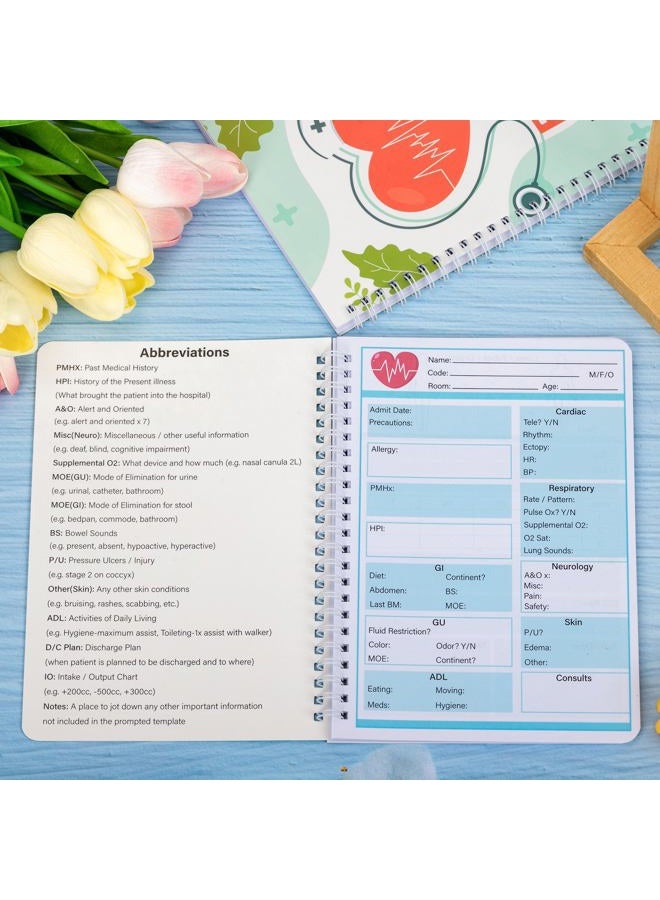 INKNOTE 2Pcs Nurse report sheet notebook Nurse essentials notebooks Nursing handoff report notebook for Organizing notes Giving report Nurse appreciation gifts Student clinical supplies 8.27 x 5.9inch - Image 2