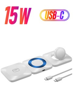 3 in 1 Wireless Charger for iPhone, Portable Magnetic Wireless Charging Station, Travel Induction Charger for Multiple Devices, for Apple Watch, iPhone 15 14 13 Pro Max, Air Pods