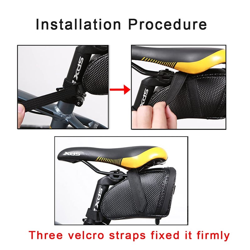 Tongha Bicycle Seat Bag Water Proof,Bike Pack under Seat,Bike tail Large Capacity Saddle Bag,Wedge Saddle Bag for Bike,Cycling Accessories - Image 5