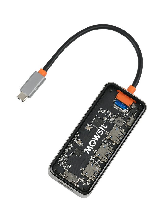 MOWSIL 5 in 1 USB C Hub 4K HDMI and FHD VGA Dual Video Output Type C Hub, PD 100W, Gigabit Ethernet, 3 USB 3.0 Ports, USB C to 3.5mm, SD/TF Slot Multiport Adapter for MacBook Pro/Air 2023, HP, - Image 1