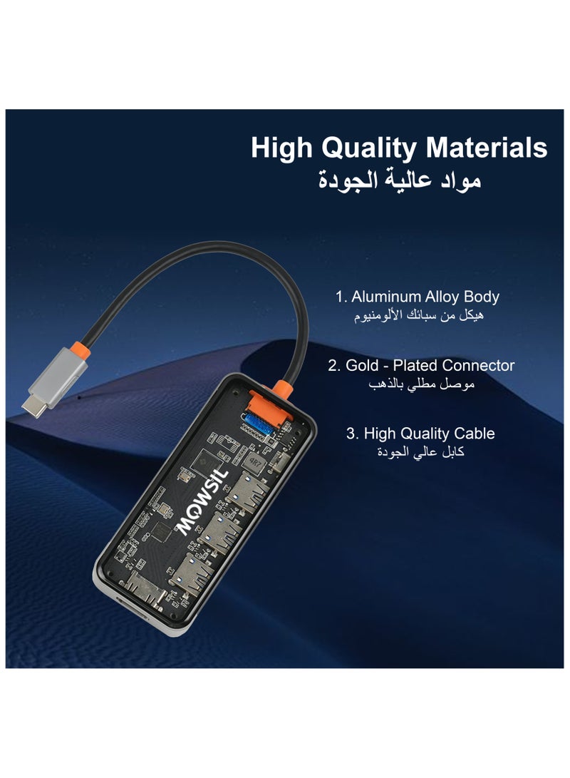 MOWSIL 5 in 1 USB C Hub 4K HDMI and FHD VGA Dual Video Output Type C Hub, PD 100W, Gigabit Ethernet, 3 USB 3.0 Ports, USB C to 3.5mm, SD/TF Slot Multiport Adapter for MacBook Pro/Air 2023, HP, - Image 4