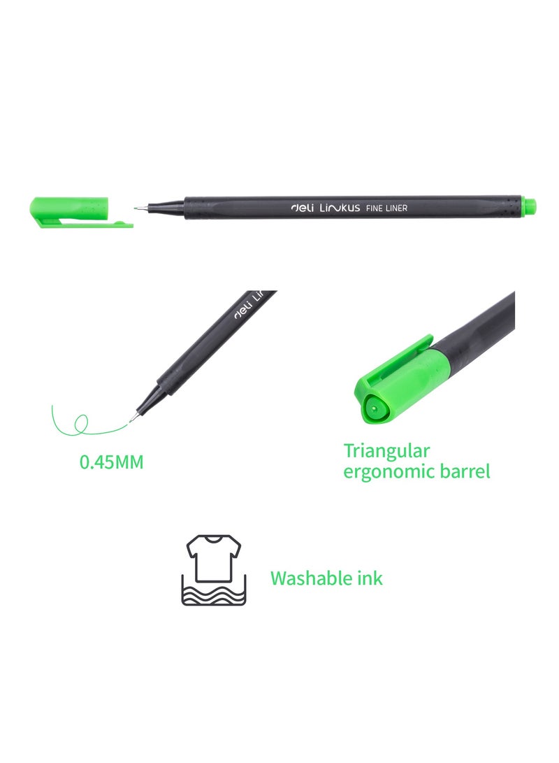 Deli مجموعة أقلام تلوين EQ900-12 - 12 قلم دقيق (0.45 مم) - مثالية للتحديد الدقيق، والرسم، وتدوين الملاحظات - Image 4