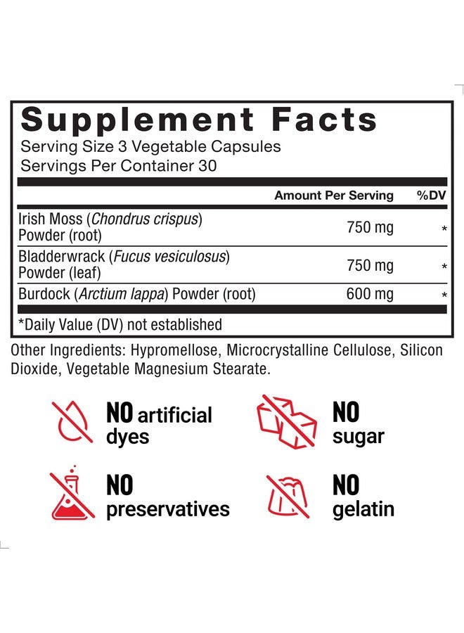 FORCE FACTOR Irish Sea Moss Capsules with Burdock and Bladderwrack for Immunity, Digestion, Heart Health, and Antioxidant Support, Vegan, No Gelatin, 90 Capsules - Image 3