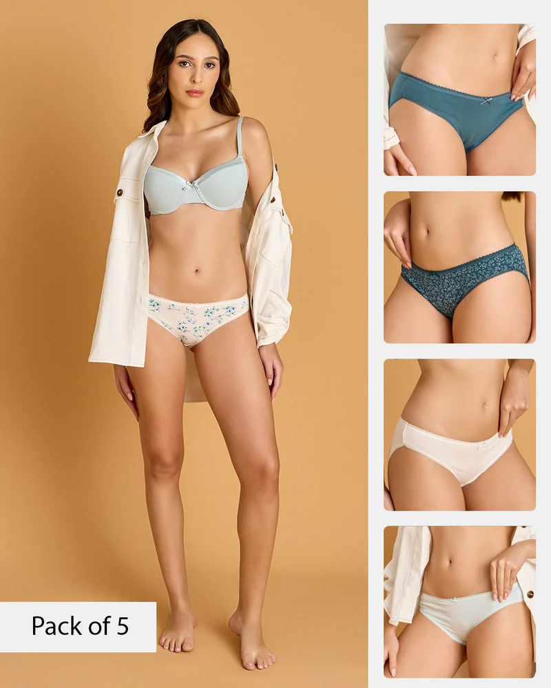 Redtag Women Assorted 5 Pack 365 Bikini Brief