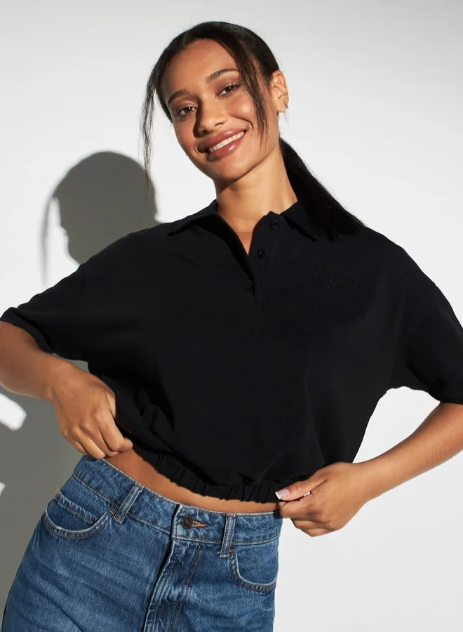 Lee Cooper Lee Cooper Logo Detail Pique Polo Crop T-shirt
