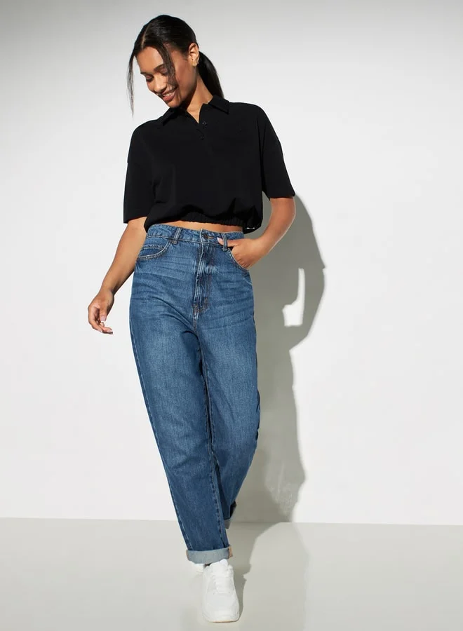 Lee Cooper Lee Cooper Logo Detail Pique Polo Crop T-shirt