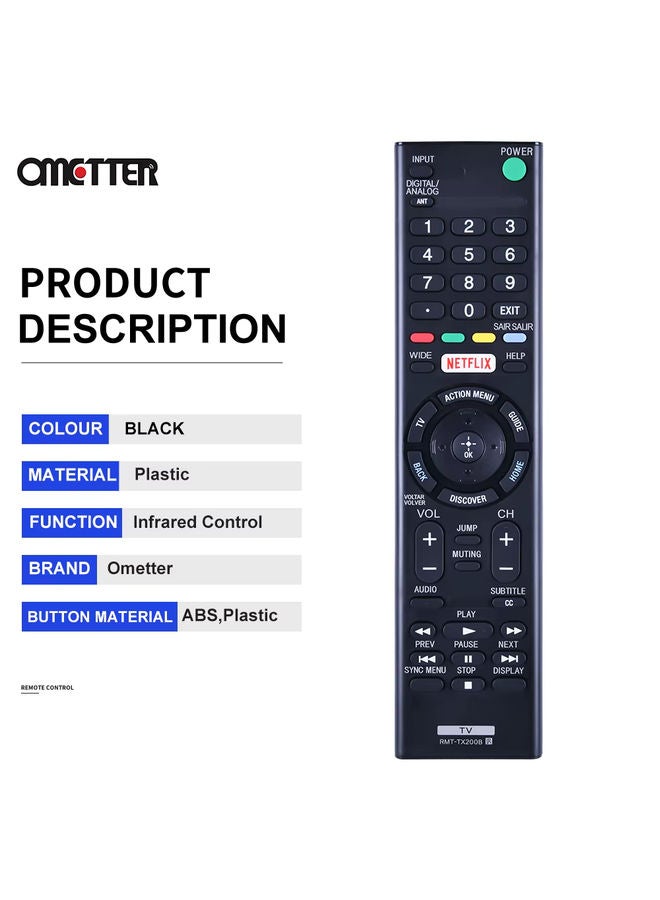 OMETTER New for Sony TV Remote Control RMT-TX100U RMT-TX200E RMT-TX200B RMT-TX300U RMT-TX102U RMT-TX200P KD-65XD7504 65XD7505 55XD7005