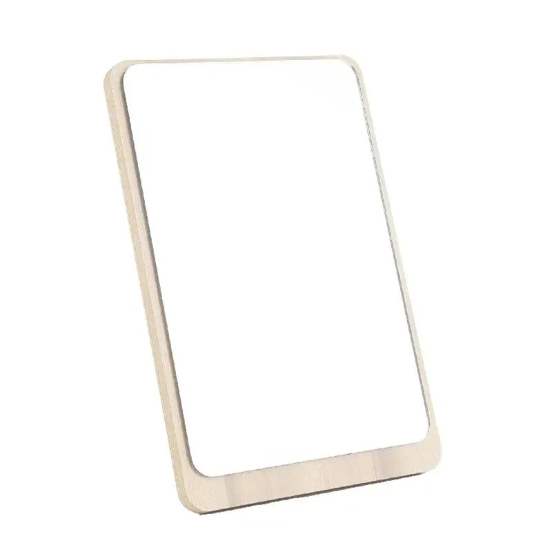 DEAL NUT Table Desk Simple Design Vanity Wooden Makeup Mirror Portable Folding Mirror with Stand 90Adjustable Rotation Travel Make Up Mirror Makeup Mirror for Shower Shaving - Image 2