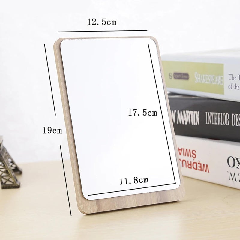 DEAL NUT Table Desk Simple Design Vanity Wooden Makeup Mirror Portable Folding Mirror with Stand 90Adjustable Rotation Travel Make Up Mirror Makeup Mirror for Shower Shaving - Image 5