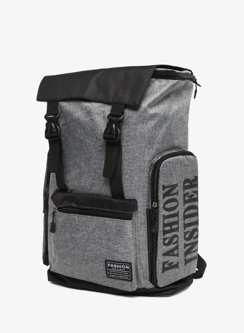 Styli Styli Boys Grey Printed Pocket Backpack 45x28x15cm