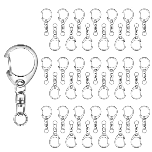 Roctee 50 pcs Lobster Clasp Key, Keychain Clip, Swivel Clasps Lanyard Snap Hook, DIY Crafts Key Chain, Lobster Claw Clasp (Silver) - Image 1