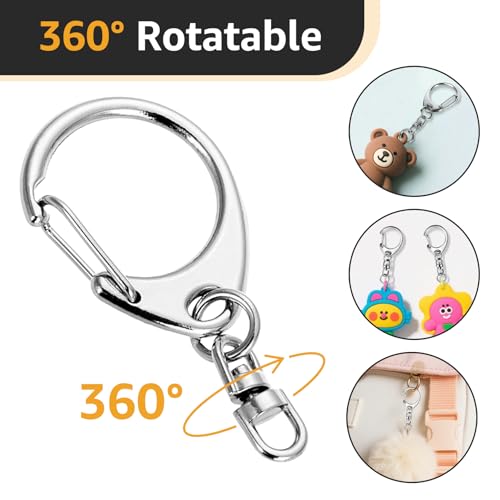 Roctee 50 pcs Lobster Clasp Key, Keychain Clip, Swivel Clasps Lanyard Snap Hook, DIY Crafts Key Chain, Lobster Claw Clasp (Silver) - Image 3