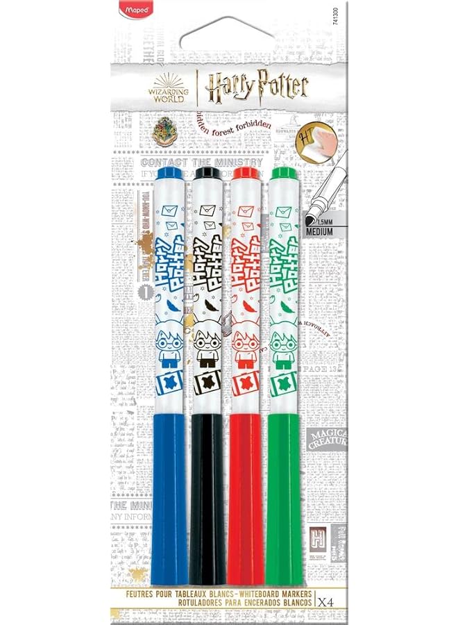 Maped Harry Potter 1.5 Mm Bullet Tip Whiteboard Markers 4 Pieces - Image 1