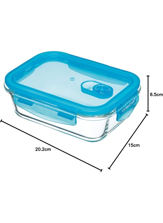 KitchenCraft Glass Storage Container With Vent, Rectangular, 1 Litre, 20X15X10Cm, Labelled - Image 5