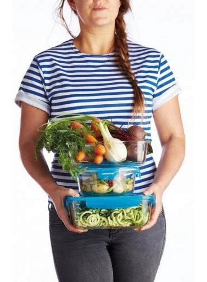 KitchenCraft Glass Storage Container With Vent, Rectangular, 1 Litre, 20X15X10Cm, Labelled - Image 1
