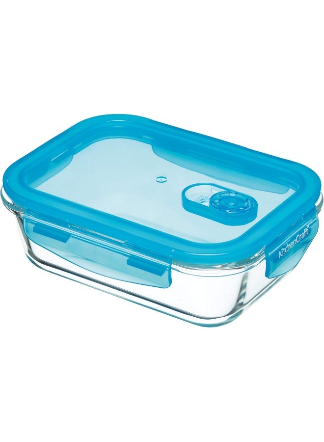 KitchenCraft Glass Storage Container With Vent, Rectangular, 1 Litre, 20X15X10Cm, Labelled - Image 4